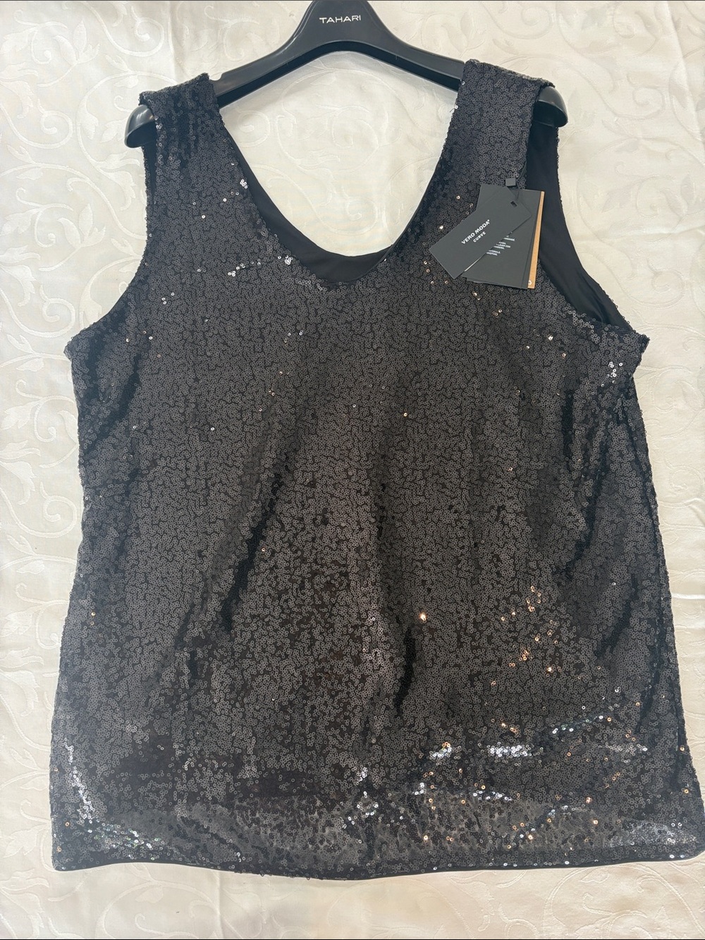 Tahari Black Sequin Camisole Tank